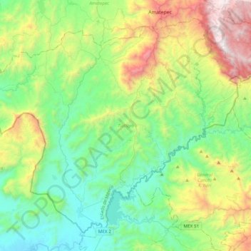 Tlatlaya topographic map, elevation, terrain