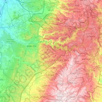 Mate Yehuda Regional Council topographic map, elevation, terrain