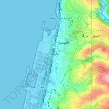 Dbayeh topographic map, elevation, terrain