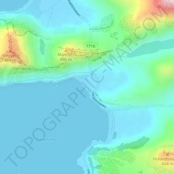 Haukland Beach topographic map, elevation, terrain