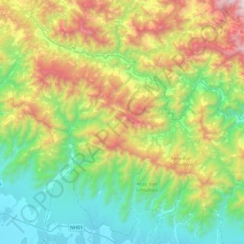 Chure topographic map, elevation, terrain