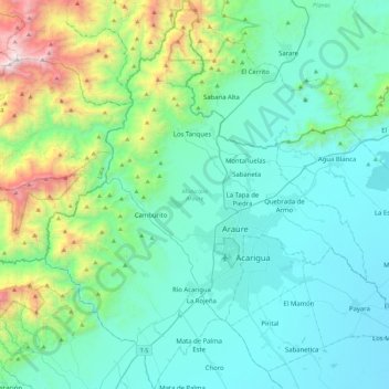 Municipio Araure topographic map, elevation, terrain