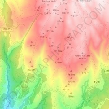 O Piñeiro topographic map, elevation, terrain