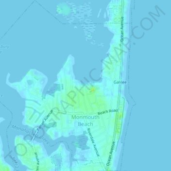 Monmouth Beach topographic map, elevation, terrain