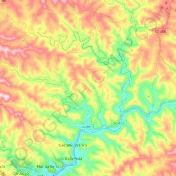 Luzerna topographic map, elevation, terrain