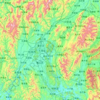 Li River topographic map, elevation, terrain