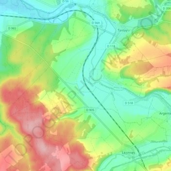 Saint-Vinnemer topographic map, elevation, terrain