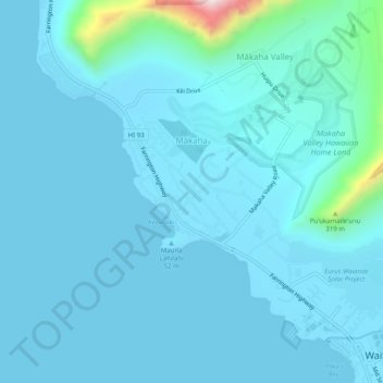 Makaha topographic map, elevation, terrain