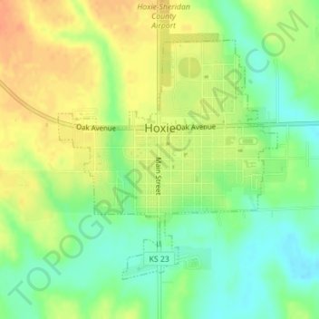 Hoxie topographic map, elevation, terrain