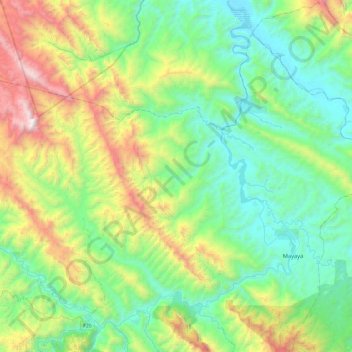 Río Kaka topographic map, elevation, terrain