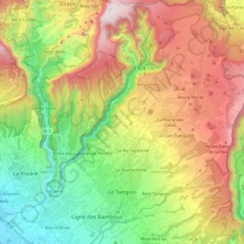 Le Tampon topographic map, elevation, terrain