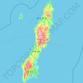 Tanegashima Island topographic map, elevation, terrain
