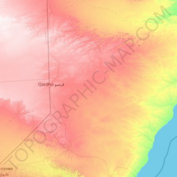 Qardho District topographic map, elevation, terrain