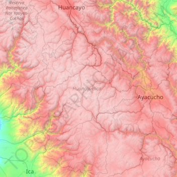 Huancavelica topographic map, elevation, terrain