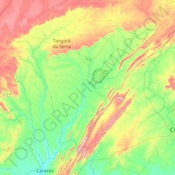 Barra do Bugres topographic map, elevation, terrain