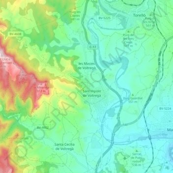 les Masies de Voltregà topographic map, elevation, terrain