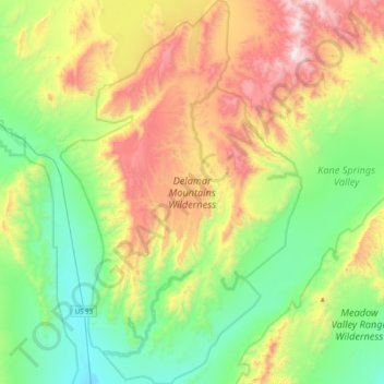 Delamar Mountains Wilderness Area topographic map, elevation, terrain