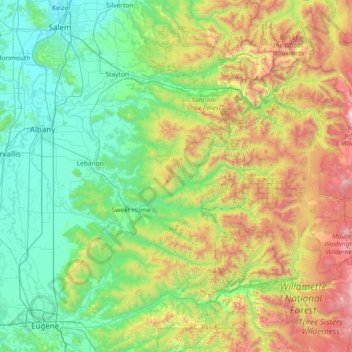 Linn County topographic map, elevation, terrain