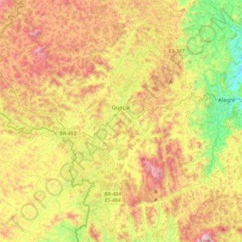 Guaçuí topographic map, elevation, terrain