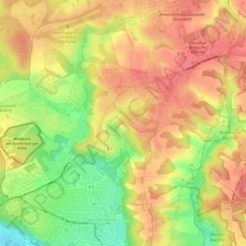 Ludenberg topographic map, elevation, terrain
