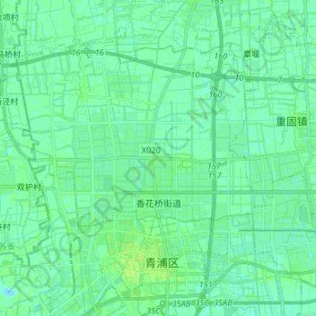 香花桥街道 topographic map, elevation, terrain