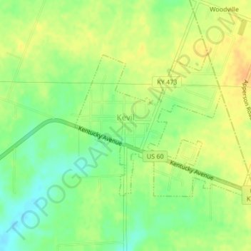 Kevil topographic map, elevation, terrain