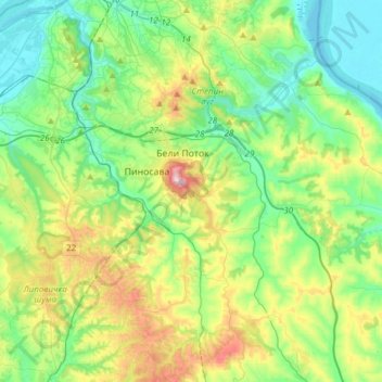 Vozdovac Urban Municipality topographic map, elevation, terrain