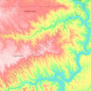 Dewey County topographic map, elevation, terrain