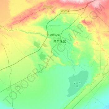 乌尔禾镇 topographic map, elevation, terrain