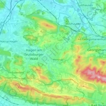Hagen am Teutoburger Wald topographic map, elevation, terrain