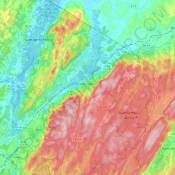 Vernon Township topographic map, elevation, terrain