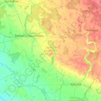 Žemaičių Naumiesčio seniūnija topographic map, elevation, terrain