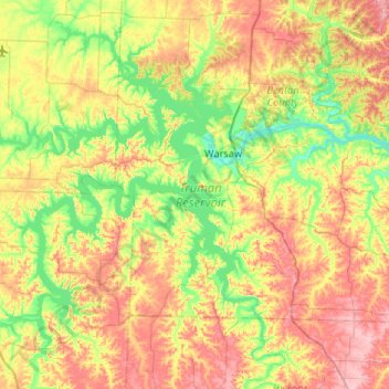 Truman Reservoir topographic map, elevation, terrain