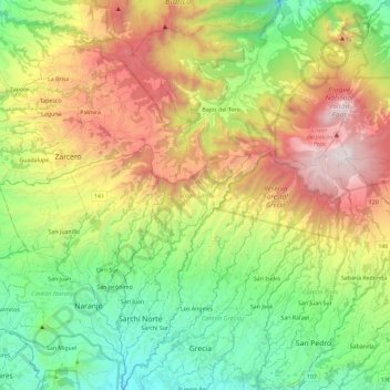 Cantón Sarchí topographic map, elevation, terrain