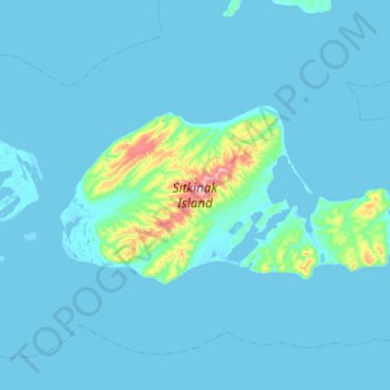 Sitkinak Island topographic map, elevation, terrain