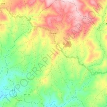 Ortueri topographic map, elevation, terrain