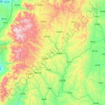 沁源县 topographic map, elevation, terrain