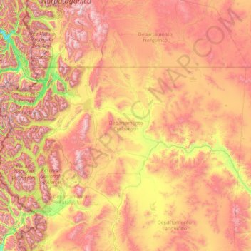 Departamento Cushamen topographic map, elevation, terrain