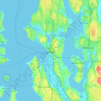 Seattle topographic map, elevation, terrain