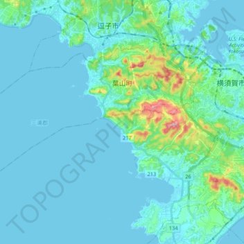 Hayama topographic map, elevation, terrain