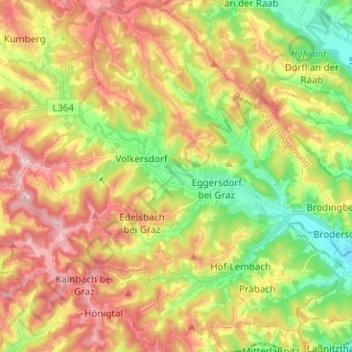 Eggersdorf bei Graz topographic map, elevation, terrain