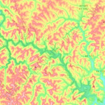 Paintsville Lake topographic map, elevation, terrain