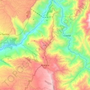 Aratoca topographic map, elevation, terrain