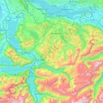 Schwyz topographic map, elevation, terrain