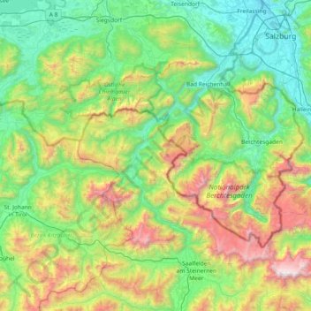 Saalach topographic map, elevation, terrain