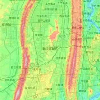 Chongqing High-tech Zone topographic map, elevation, terrain