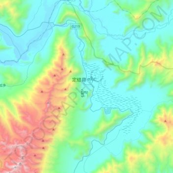 江嘎镇 topographic map, elevation, terrain