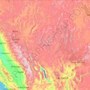 Nevada topographic map, elevation, terrain