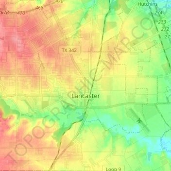 Lancaster topographic map, elevation, terrain