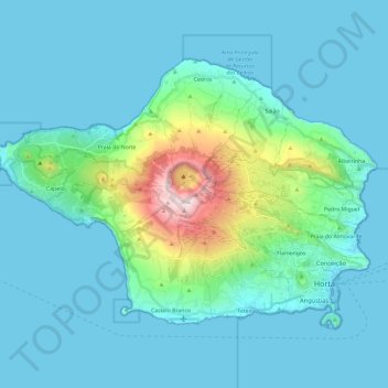 Faial Island topographic map, elevation, terrain
